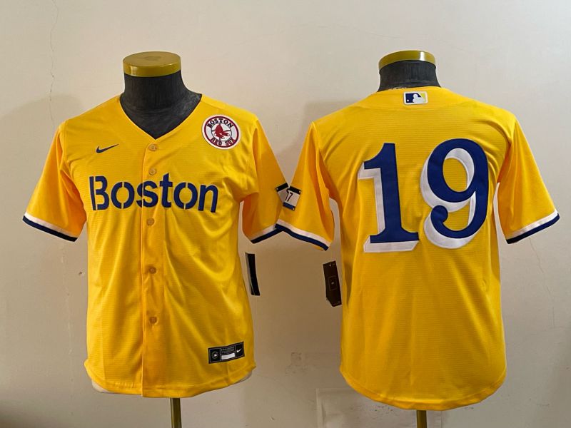 Youth 2025 Boston Red Sox #19 No Name Yellow City Edition Nike MLB Jersey style 07